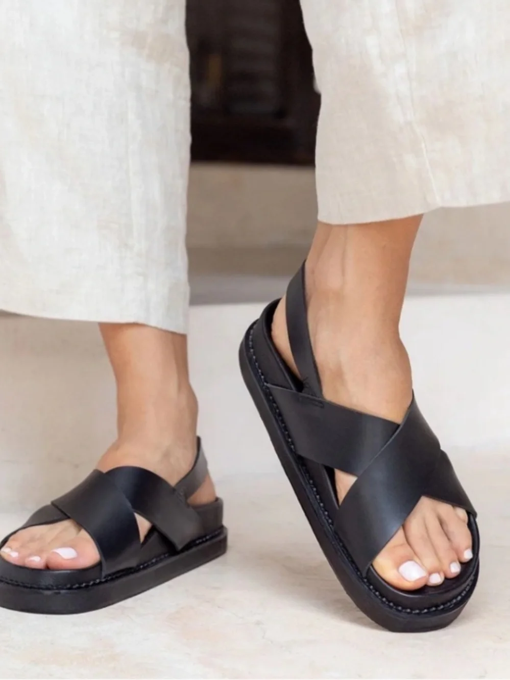 NEW Liberte Leather Capri Black Sandals
